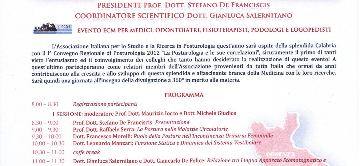 i convegno regionale di posturologia reg. calabria