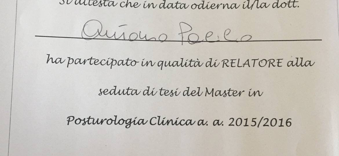 MASTER POSTUROLOGIA CLINICA NAPOLI