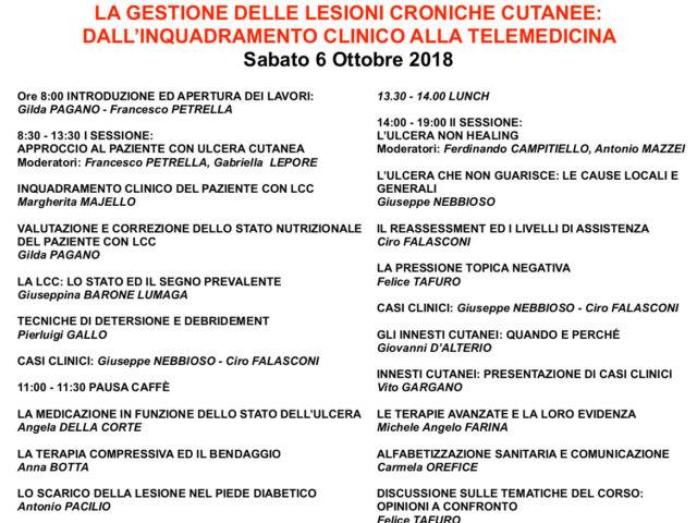 Il Prof. Dr. Antonio Pacilio invitato a tenere una relazione dal titolo “lo scarico della lesione nel piede diabetico” al Corso di formazione AIUC regione Campania 2018 “ la gestione delle lesioni croniche cutanee: dall’inquadramemto clinico alla telemedicina” che si terrà sabato 6 ottobre 2018 presso la Clinica Santa Maria del Pozzo sita in Somma Vesuviana (Napoli)
