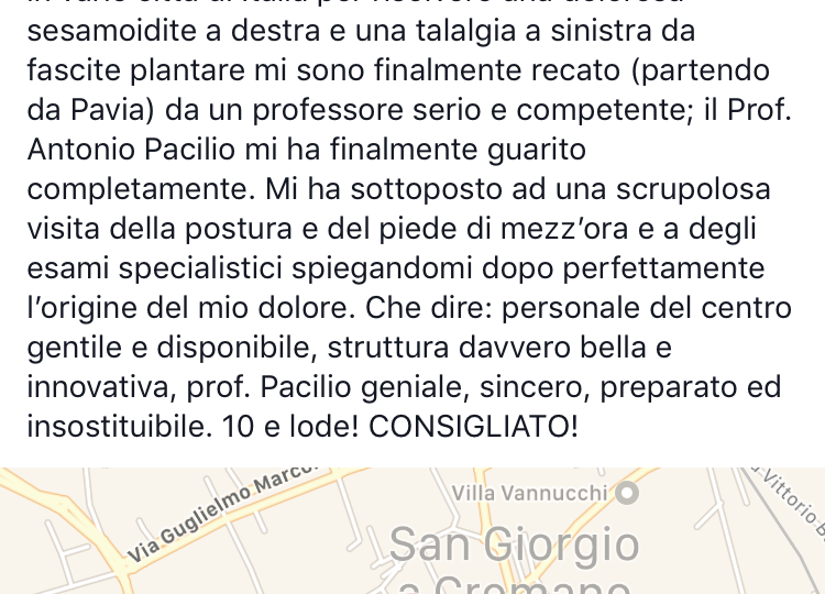 recensione podologo e posturologo napoli Prof. Antonio Pacilio